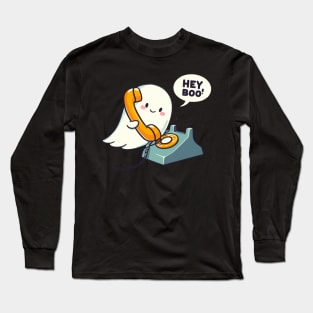 Groovy Hey Boo Cute Ghost Funny Halloween Long Sleeve T-Shirt